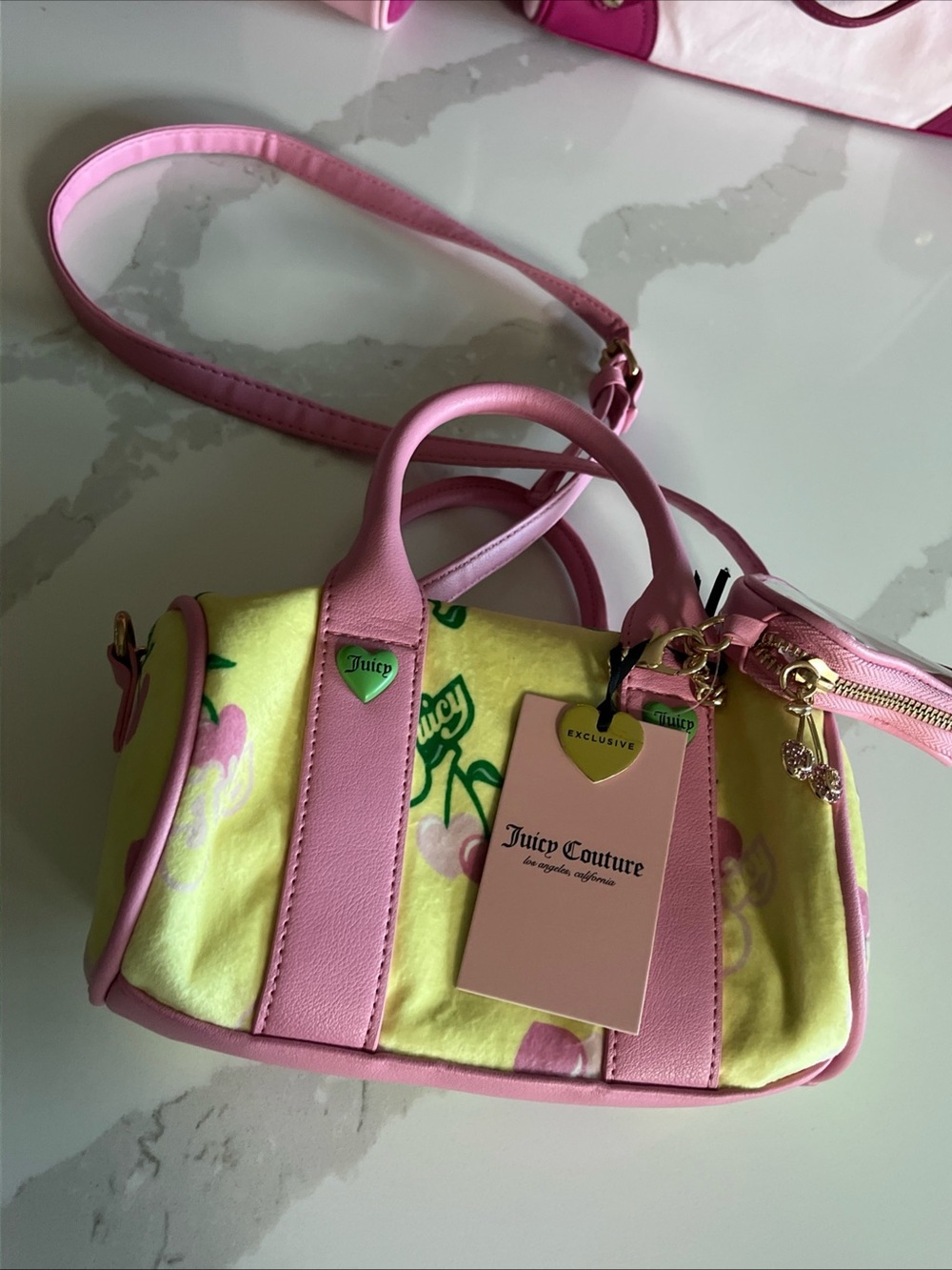 Juicy Couture Pink & Yellow Cherry Mini Satchel Bag